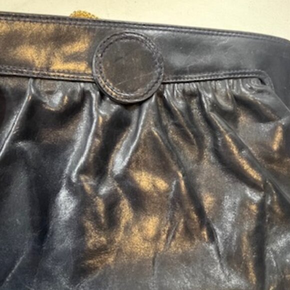 VTG Susan Gail Original Leather Rectangular Clutch Shoulder Purse Navy Italy - Picture 11 of 12